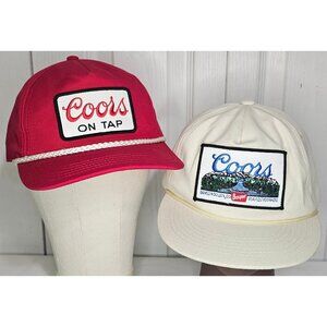 Coors Beer Rope Hat Set Lot On Tap Banquet Roscoe Snapback Cap Retro Baseball